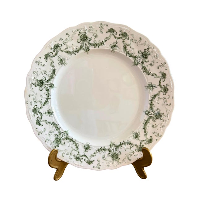 English Earthenware Lafayette Dinner Service with Green Ribbon and Floral Garlands from Ridgways, 1890, Set of 26 For Sale - Image 10 of 11