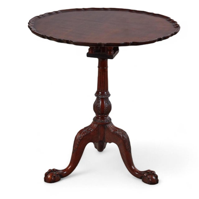 Burton-Ching George III Style Mahogany Piecrust Pedestal Tripod Table.