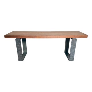 Custom Maple and Forged Iron Bench For Sale
