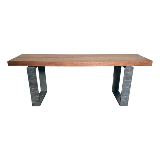 Custom Maple and Forged Iron Bench For Sale