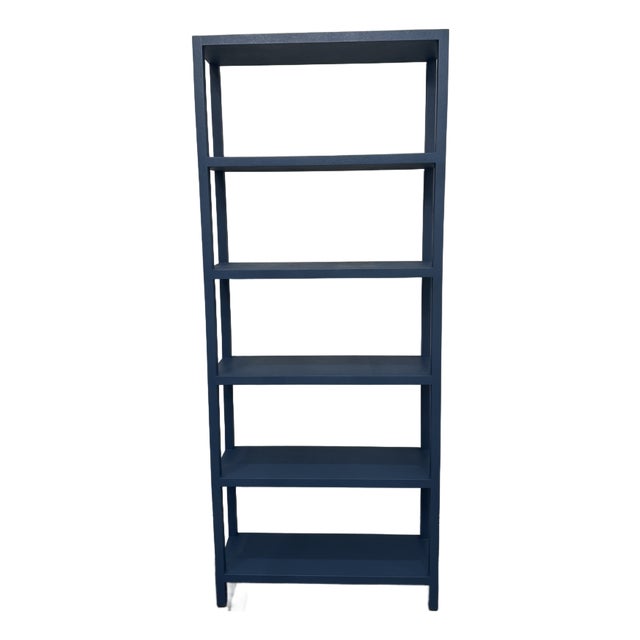 Brand New 32" True Navy Linen Jake Bookcase by Made Goods For Sale