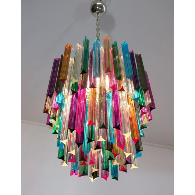 Metal Italian Triedri Chandeliers, 1970s, Set of 2 For Sale - Image 7 of 18