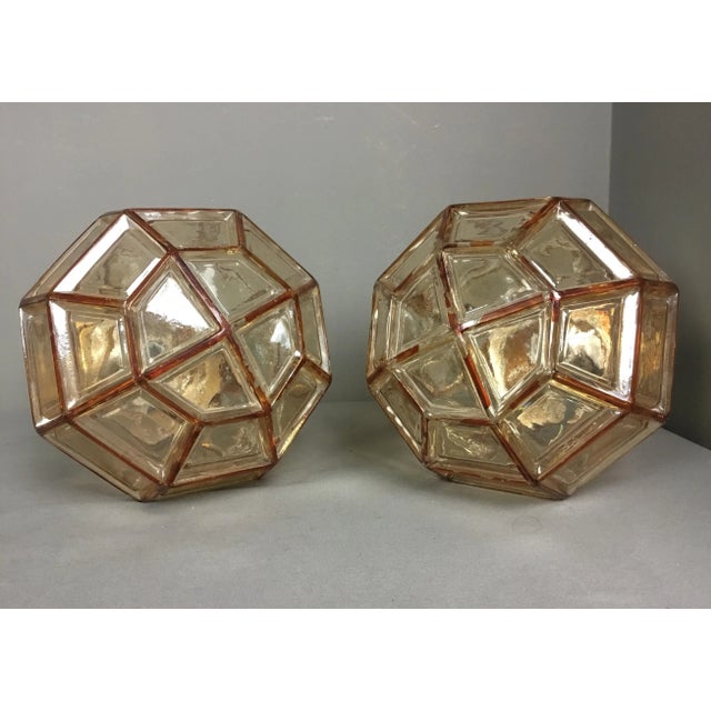 German Facetted Glass Ceiling Lamps, 1950s, Set of 2 For Sale - Image 6 of 10