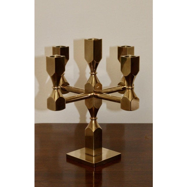 Mid-Century Modern Vintage Swedish Brass Candelabra by Gusum, 1990 For Sale - Image 3 of 11