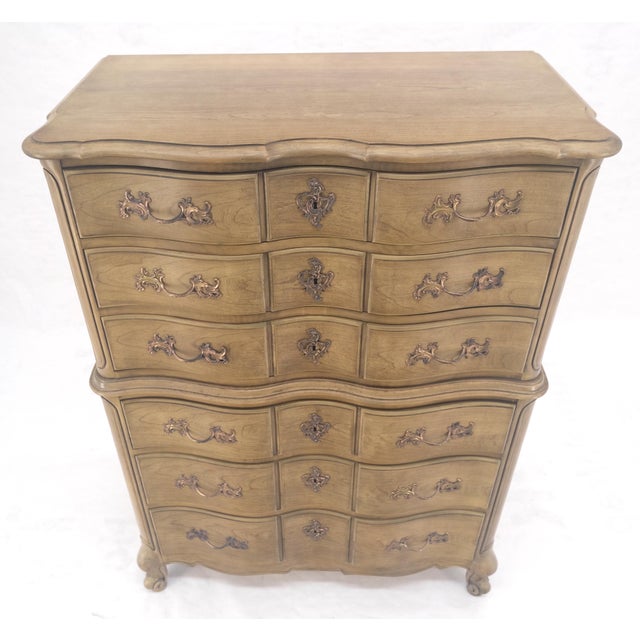 Wood Pickled Solid Cherry Country French 6 Drawers High Chest Boy Dresser MINT! For Sale - Image 7 of 16