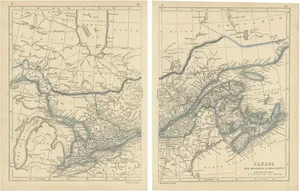 Antique Maps of Canada, New Brunswick and Nova Scotia by Lowry, 1852, Set of 2