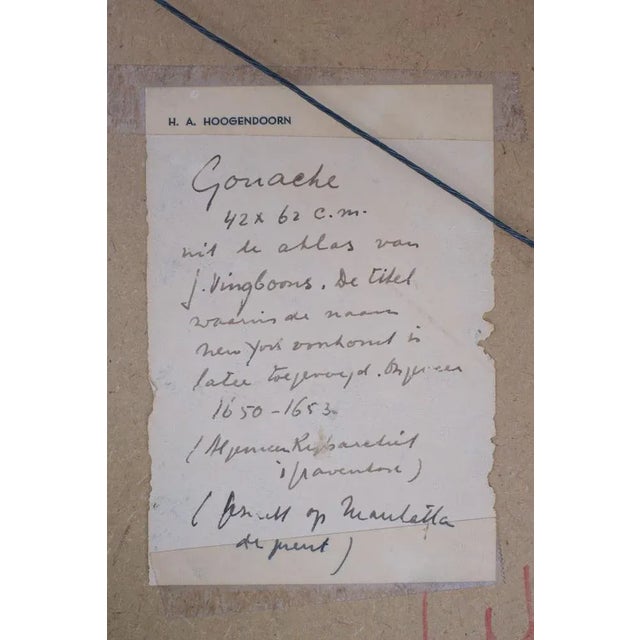 After a gouache by J Vingboons 1660s Beautiful Lithograph from 1910/20 Nieuw Amsterdam ofte nue nieuw Lorx opt Teyland Man...