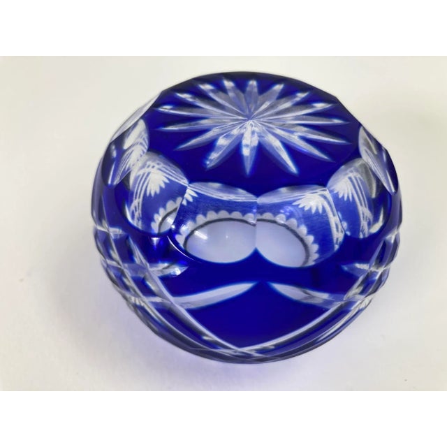 Vintage Bohemian Crystal Votive Candle Holder in Cobalt Blue For Sale - Image 12 of 13