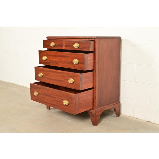 Baker Furniture Style Georgian Carved Mahogany Dresser or Chest of Drawers For Sale In South Bend - Image 6 of 14