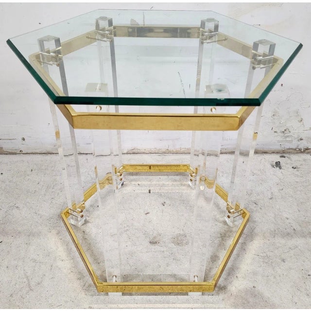 Lucite Side Table 24 Karat Gold Plated Charles Hollis Jones Style For Sale - Image 11 of 11