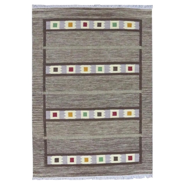 Tribal Style Handwoven Flat Kilim Rug For Sale