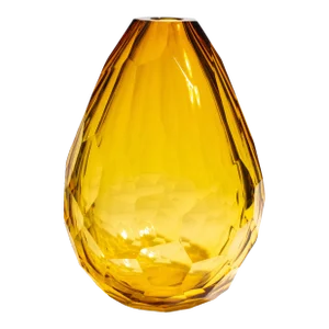 Hand Blown Murano Barrel Vase in Amber Xxl
