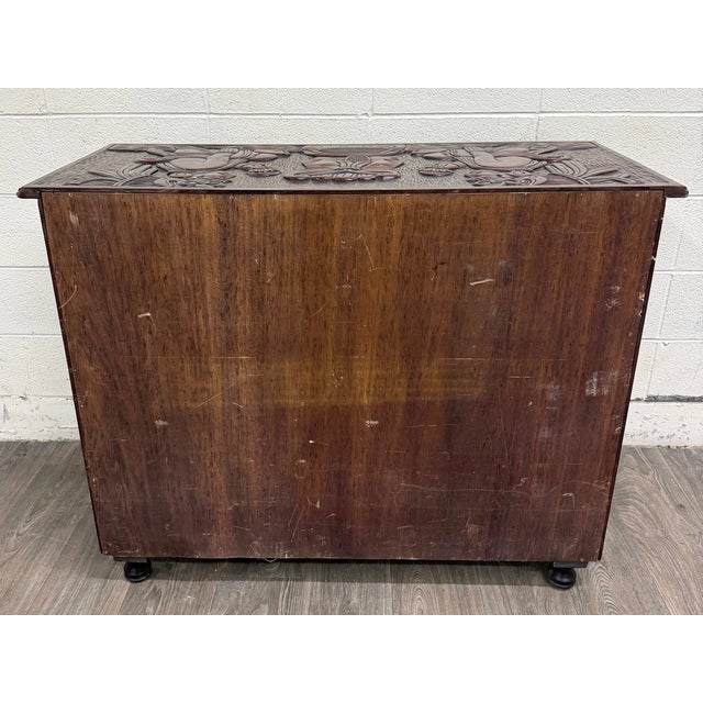 Vintage Hand Carved Solid Wood Mexican Colonial Server Credenza For Sale - Image 18 of 18