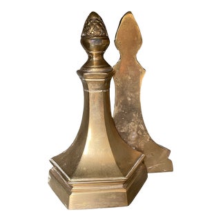 Vintage Heavy Brass Acorn Finial Bookends - Set of 2 For Sale