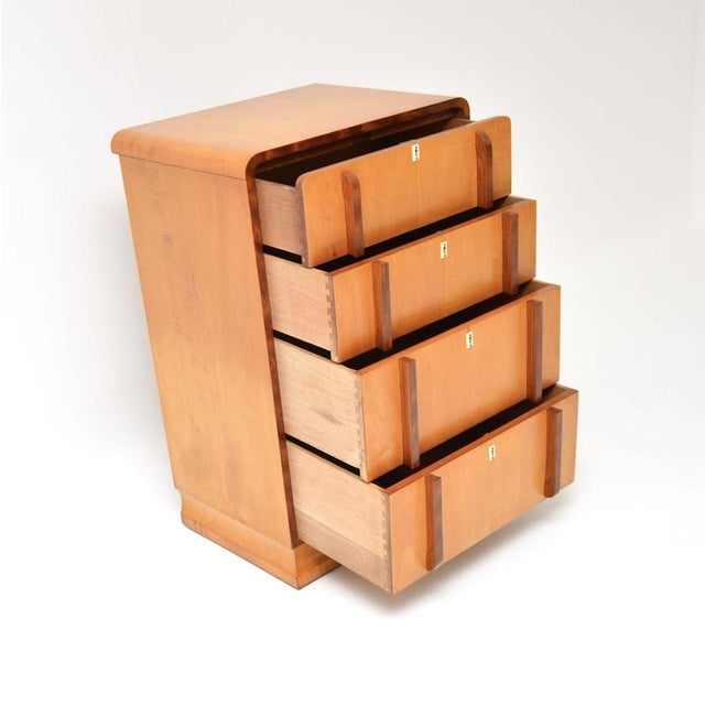 1930s Art Deco Sycamore and Walnut Chest of Drawers, 1930s For Sale - Image 5 of 12