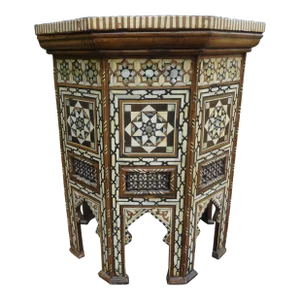 1920s Antique Moroccan Arabesque Style Octagonal Inlaid Table