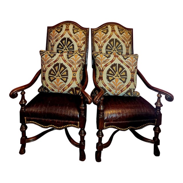 King Throne Chairs- Set of 2 For Sale