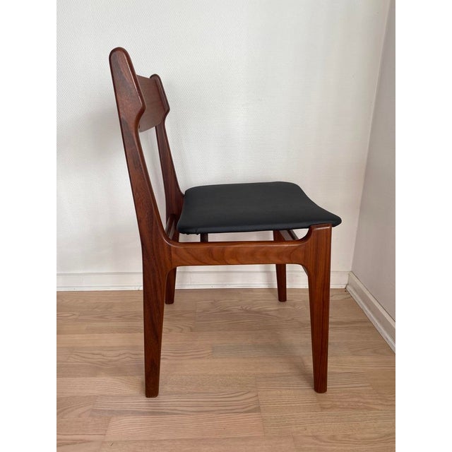 Danish Teak and Faux Leather Dining Chairs by Erik Buch for Oddense Maskinsnedkeri / O.D. Møbler, Denmark, 1960s, Set of 2 For Sale - Image 3 of 18