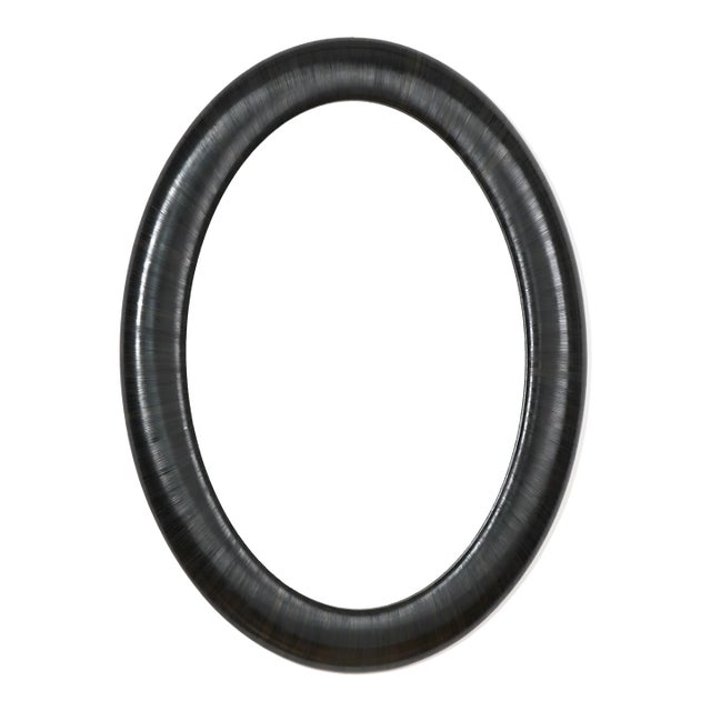 Oval Mirror in Straw Marquetry - A Tribute to Jean Michael Frank For Sale