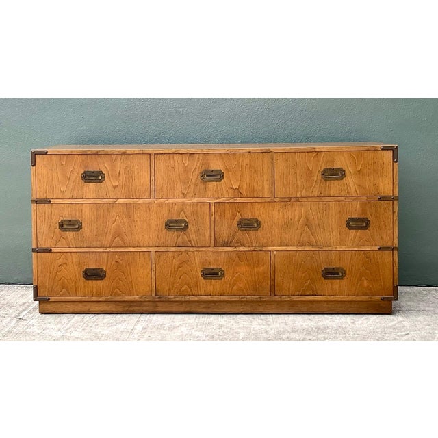 Vintage Brass Accented Campaign Dresser For Sale - Image 14 of 17