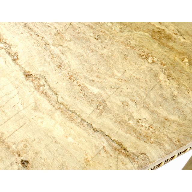 Square Solid Brass or Bronze Base Travertine Top Side End Occasional Table For Sale - Image 9 of 12