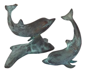 Mid 20th Century Bronze Dolphin Sculptures - Set of 2