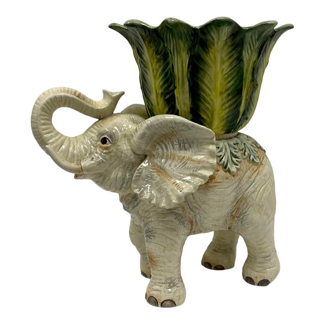 Fitz & Floyd Hollywood Regency Style Ceramic Elephant Planter Chairish