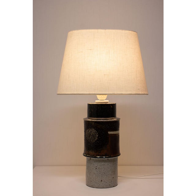 Black Ceramic Table Lamp by Inger Persson for Rörstrand, 1960s For Sale - Image 8 of 9