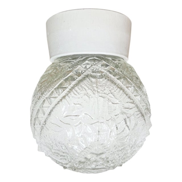 Vintage White Porcelain Ceiling Light, 1970s For Sale