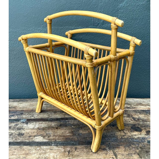 Vintage Bent Rattan Magazine Rack For Sale In West Palm - Image 6 of 12