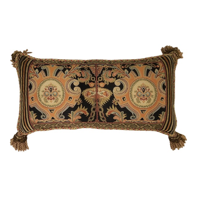 Austin Horn Tapestry and Trims Accent Pillow For Sale