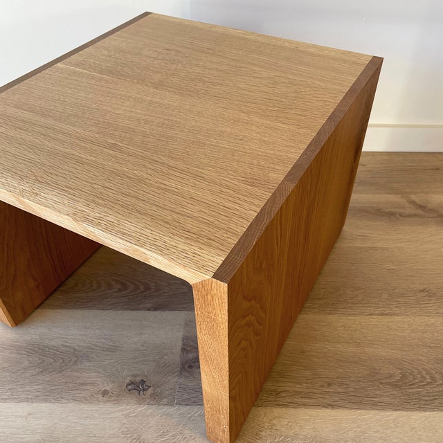 Wood Handmade Modern White Oak Side Table For Sale - Image 7 of 12