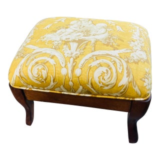 Antique Footstool Reupholstered For Sale