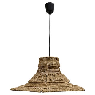 Ceiling Lamp with Sisal Covered Lampshade, 1960s For Sale