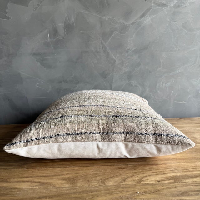 Textile Vintage Rug Pillow Cover With Stripes For Sale - Image 7 of 8