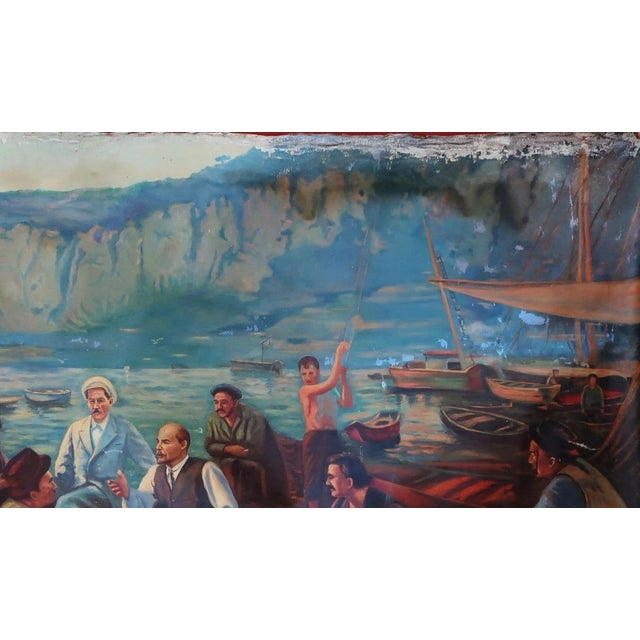 Realism Lenin & Fishermen, Antique Soviet Oil Painting, 1960s Ukrainian Art 133-228 For Sale - Image 3 of 6