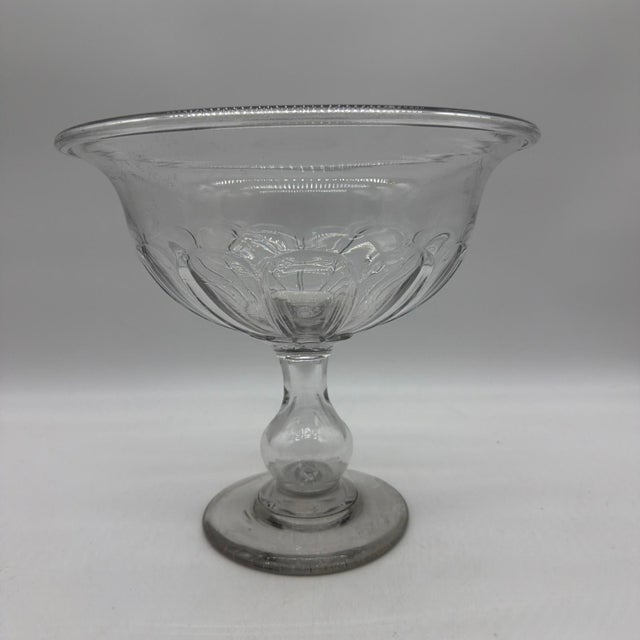 Farmhouse Rare Antique Blown Flint Glass Compote, Pittsburgh, Circa 1830s For Sale - Image 3 of 18