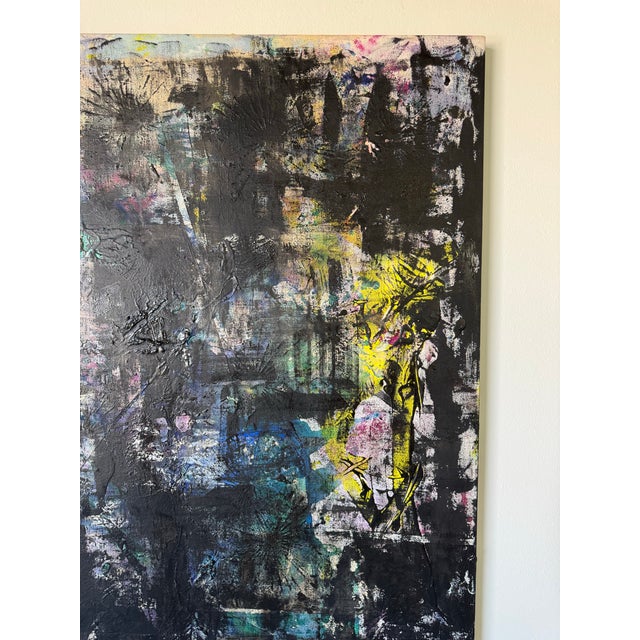 Textile Large Vintage Helen Stein Abstract Expressionist Acrylic on Canvas Painting For Sale - Image 7 of 9