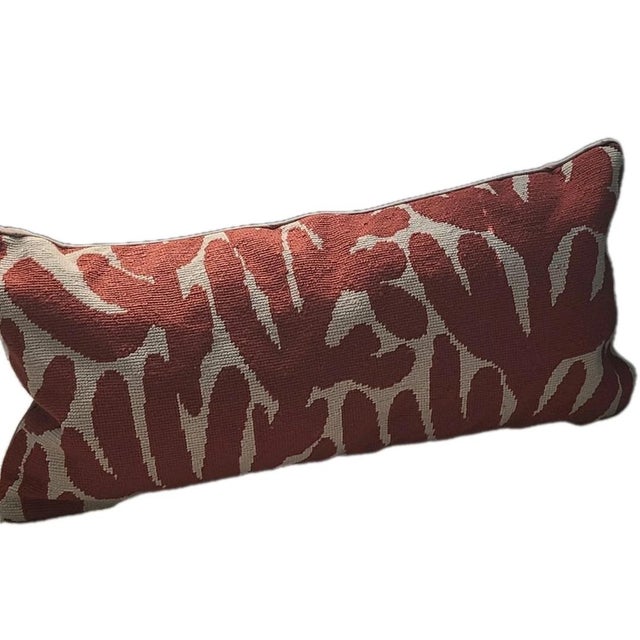 DRANSFIELD & ROSS NY set (2) Lumbar PILLOWS wool / Feather Coral Ivory Wool Needlepoint- looks like jacquard fabric with...