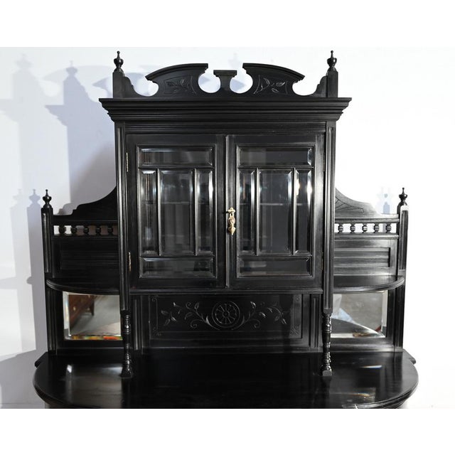 Napoleon III Style Blackened Pearwood Meuble d'Entre Deux, Late 19th Century For Sale - Image 5 of 18