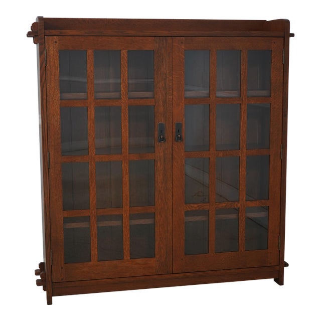 Stickley 2 Door Mission Oak Arts & Crafts Bookcase For Sale
