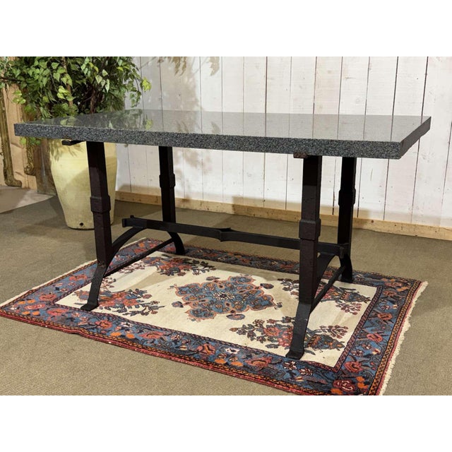 Black Marble Table with Cast Iron Base For Sale - Image 8 of 18