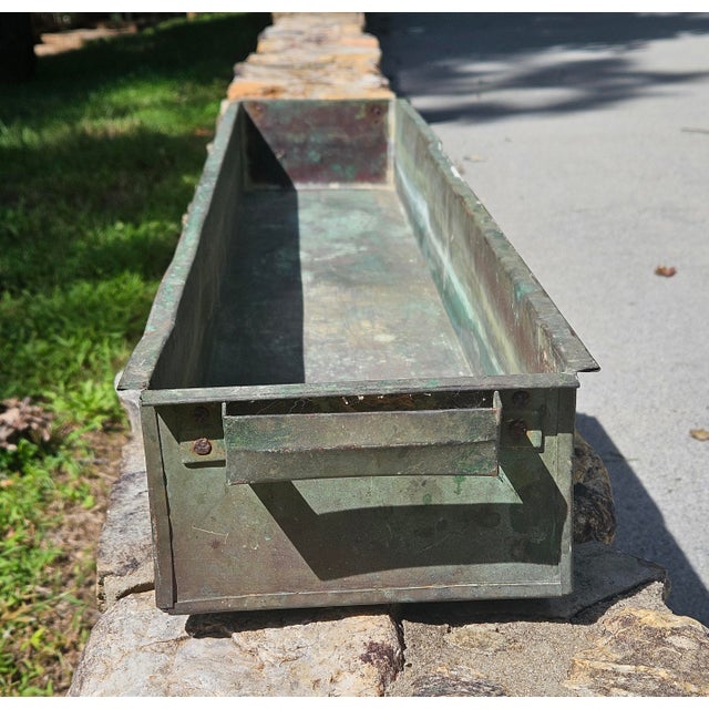 19th Century Hand-Fabricated Copper Processing Trough With Double Handles, 43" For Sale - Image 13 of 17