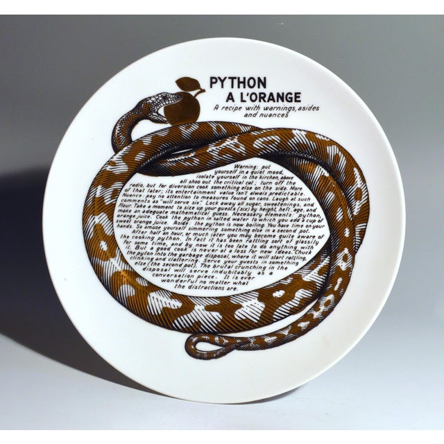 Fornasetti Fleming Joffe Recipe Plate, Python a L’Orange Italy, 1967–1974 For Sale - Image 9 of 10