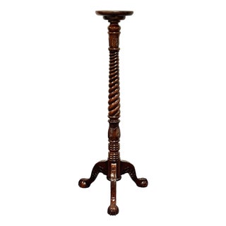 Chippendale Style Carved Mahogany Plant Stand Pedestal For Sale