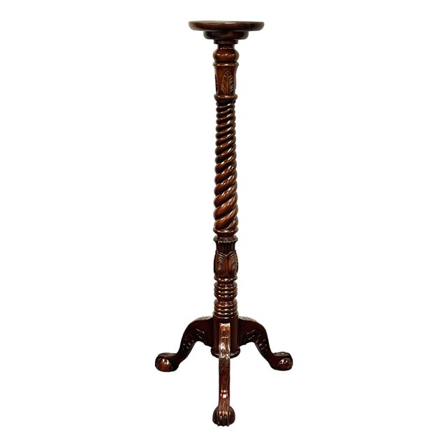 Chippendale Style Carved Mahogany Plant Stand Pedestal For Sale