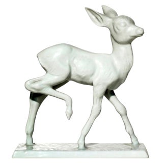 Art Deco Fawn Figure by Willi Münch-Khe for Rosenthal Porcelain, 1940s For Sale