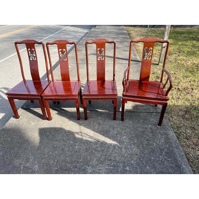 Wine 1970s Rosewood Chairs - Set of 4 For Sale - Image 8 of 8