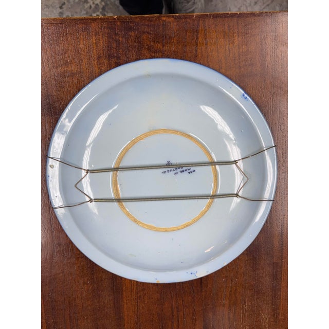 White Portuguese Hand Painted Ceramic Wall Plate For Sale - Image 8 of 12