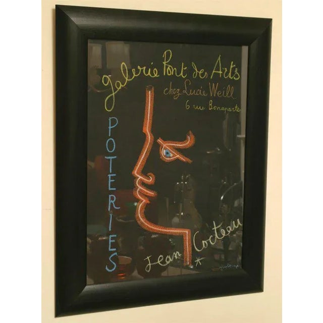 1950s Vintage Original Jean Cocteau Authentic Stone Lithographic Poster Custom Framed For Sale - Image 5 of 7